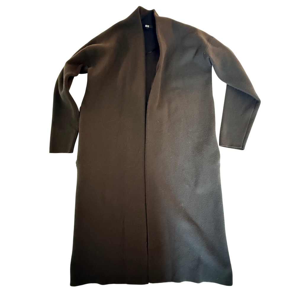 Uniqlo Black Longline Open Front Cardigan Duster Sweater Women's XXS Minimalist - Picture 10 of 14